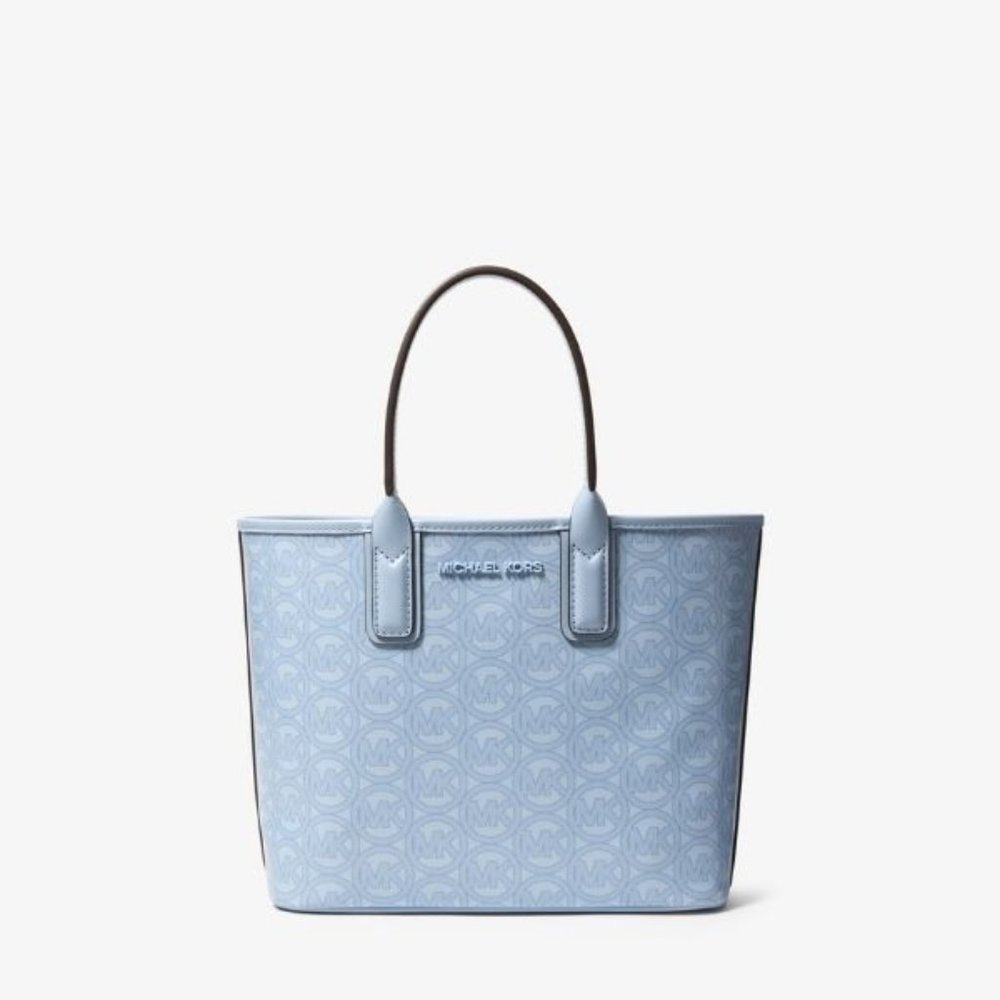 NWOT_Michael Kors Jodie Small Logo Jacquard Tote Bag Purse Handbag_Pale Ocean